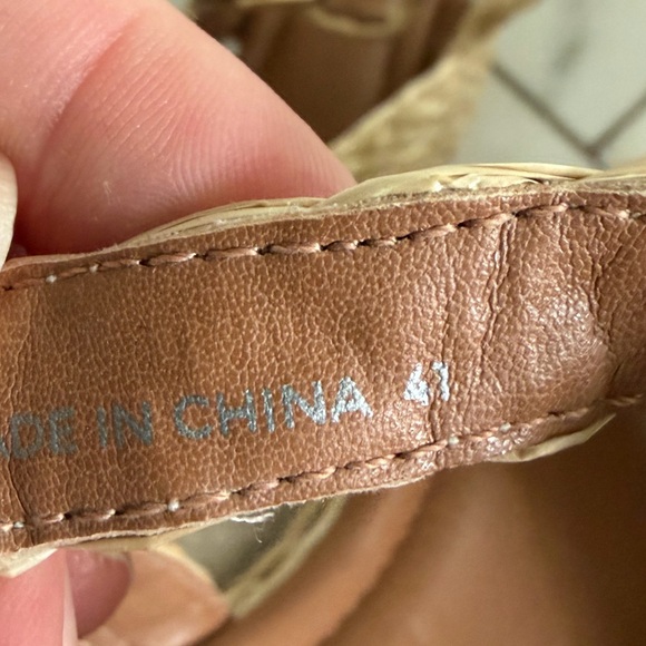 Dune London Euro 41 Straw Tan Natural Fiber Platform Ankle Wrap Sandals US Sz 10 - Picture 9 of 9